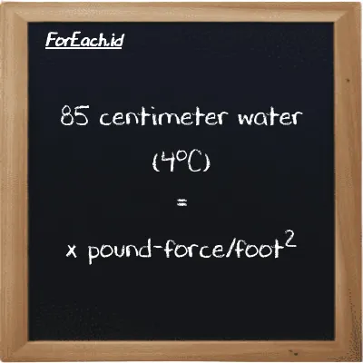 Example centimeter water (4<sup>o</sup>C) to pound-force/foot<sup>2</sup> conversion (85 cmH2O to lbf/ft<sup>2</sup>)